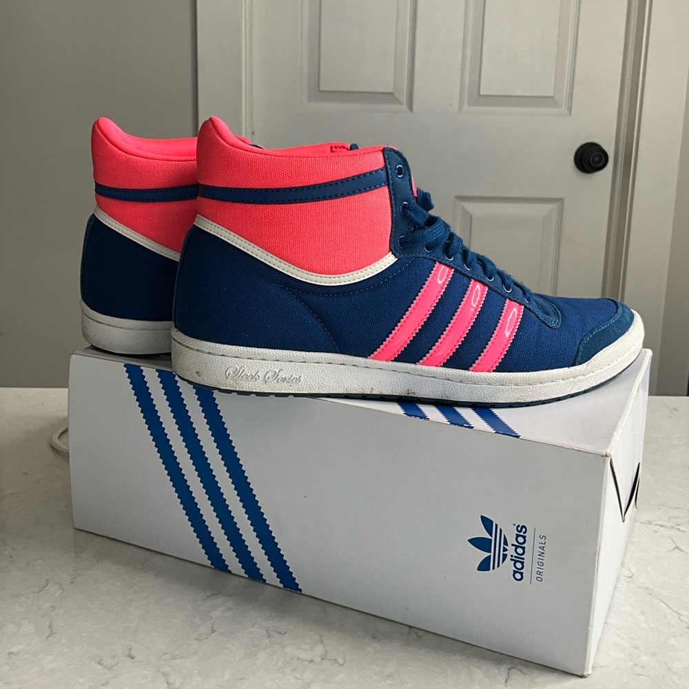Adidas High Top Sleek Series - Royal Blue 
Neon Pink - Size 10